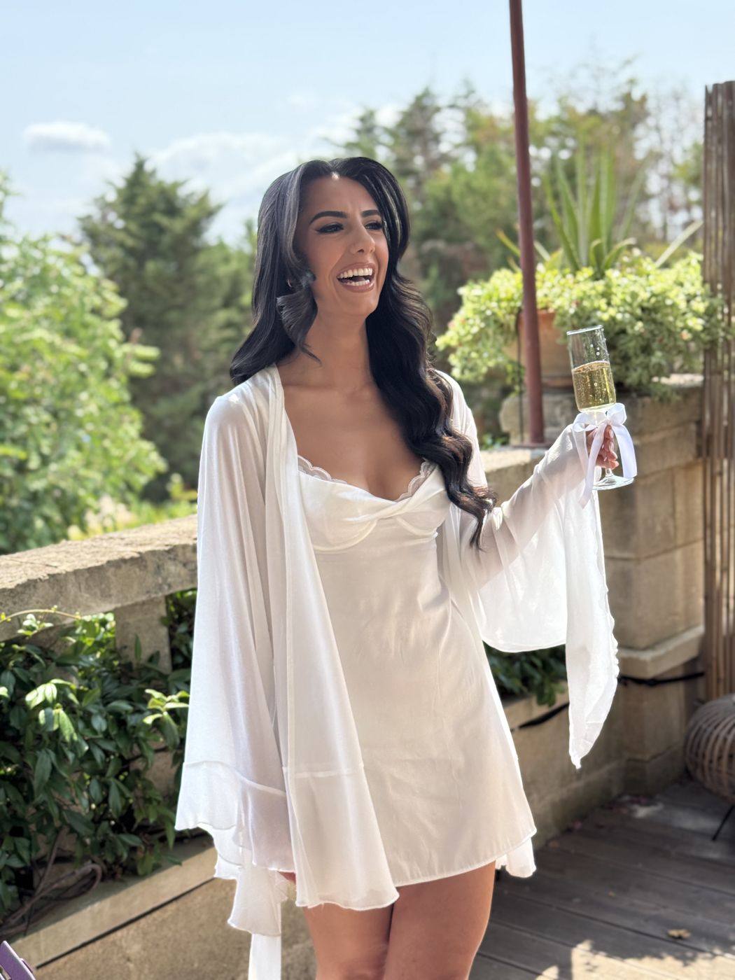 Bride during her wedding morning preparations at Castello Monaci, Puglia
