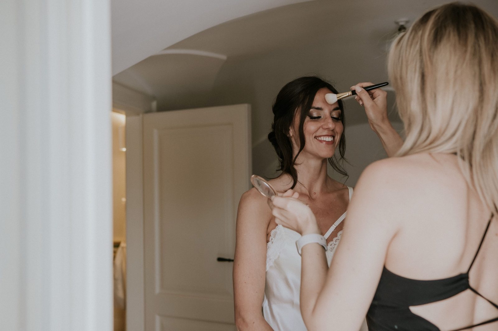 Destination wedding makeup artist working at a masseria in Puglia, Italy